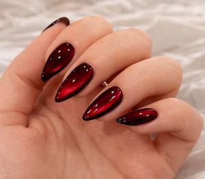 Blood Red Cat Eye Nails