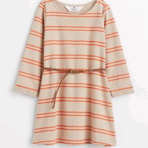 Striped Long Sleeve Dress with Belt