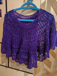 Purple Crochet Cape Blouse