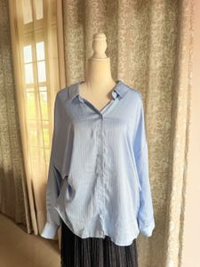 Light Blue Striped Button-Up Shirt