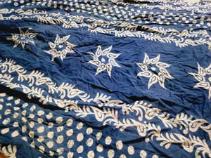 Blue Cotton Maxi  with White Print