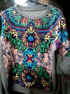 Colorful Patterned Pullover Sweater