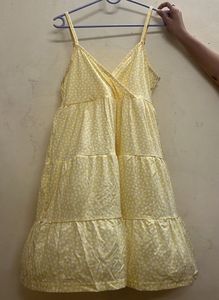 Cute Yellow Floral Tiered Dress