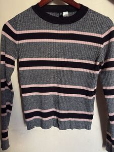 H&M Striped Ribbed Knit Sweater