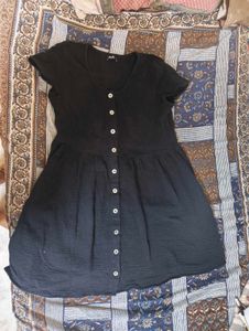Black Button-Up Mini Dress