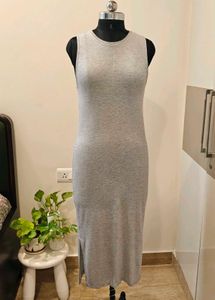 Grey Sleeveless Midi Dress
