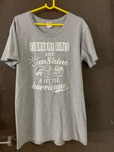 February Girls Imported Grey Graphic T-Shirt