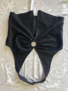 Sparkly Black Halter Neck Crop Top