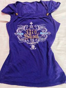 y2k Purple Graphic Print Top