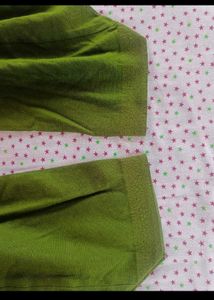 Green Kurta Set with Pink Print