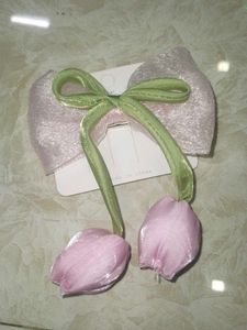 Cute Bow Hair Clip with Flower Charms