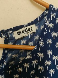 Blue Palm Tree Print Dress