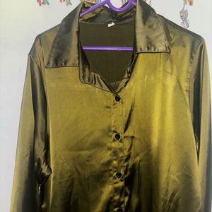 olive button down formal  kurti