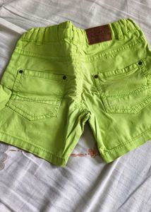 Lime Green Cotton Shorts
