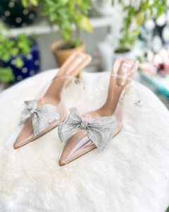 Trendy Crystal Bow Pointed Toe Heels