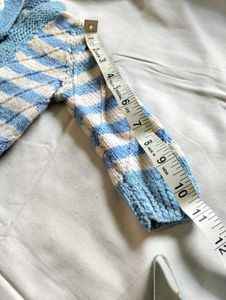 Hand-Knitted Baby Cardigan Blue Striped Sweater 💙
