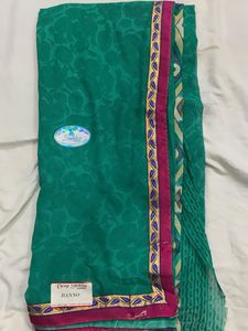 Designer Green Saree with Geometric Border
