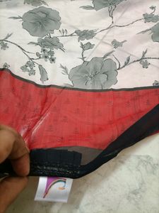 Red And Black Beautiful Saree With Blouse