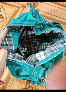 Teal Leather Shoulder Bag