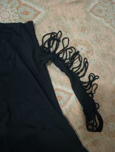 Black Cut-Out Sleeve T-Shirt