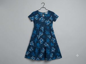 Boho Blue Floral Print Midi Dress