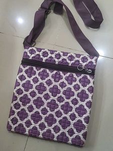 Purple &amp; White Patterned Crossbody Bag