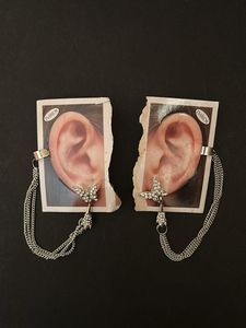 Pair of Butterfly Chain Earrings with cuffs