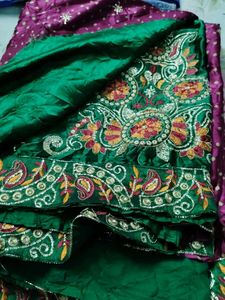 Designer Purple &amp; Green Silk Saree
