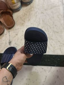 Navy Blue Polka Dot Slides