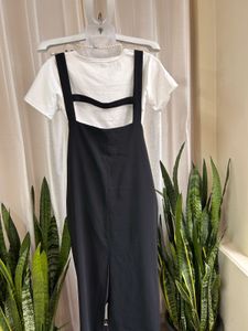 Korean Black Pinafore Dress