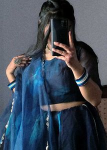 Blue floral lehnga