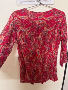 Red Paisley Print Top