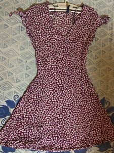 Red Floral Mini Frock As Well As Body on …Local Market…size:M .till 18 to 25 Age Can Wear