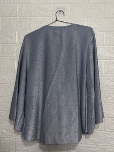 Sparkly Silver Bell Sleeve Top
