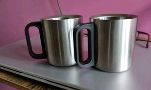 Set of 2  New stainless steel coffee Mugs