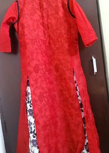 Red Embroidered Anarkali Kurta