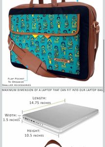 Turquoise Printed Laptop Bag- price negotiable