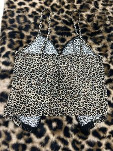 Y2k Leopard Print Lace Trim Camisole Top