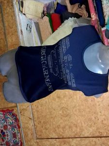 Giorgio Armani Embellished Navy Top