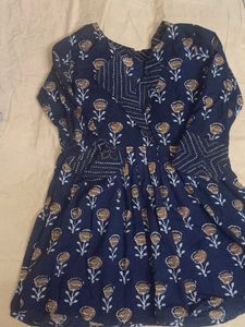 Navy Floral Print Kurta