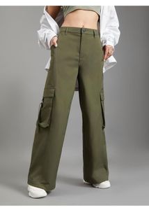 Olive Green Cargo Wide Leg Pants