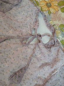 Soft Lavender Floral Ruffle Top