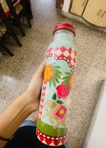 Chumbak copper Blue Floral Printed Water Bottle