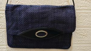 Blue Woven Clutch Bag