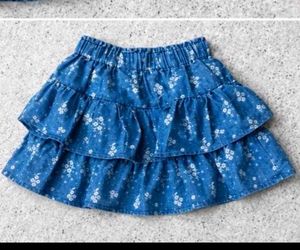 Girls Blue flare double layered shirt mini skirt f