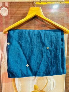 Blue Saree with Pink Embroidered Blouse