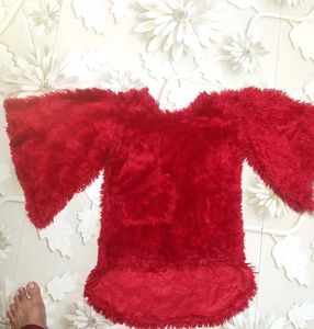 Red Fuzzy Sweater Or Top