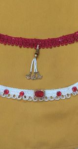 combo of two  self made chokers:maroon and  off white