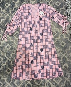Pink &amp; Navy Polka Dot Kurta Set with Jacket