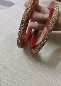 Elegant Mehroon &amp; Gold Bangles